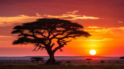 Tableau sur plexiglas  Savannah Serenity: Twilight's Gentle Embrace  © Pavlo