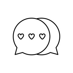 icon chat love. Vector line illustration.  isolated on white background.