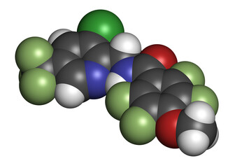 Fluopimomide funigicide molecule. 3D rendering.