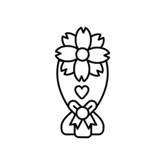 
Bouquet of flowers line icon, flowers congratulation card sign on white background, flower bouquet icon in line style for mobile concept and web design. Vector graphics
