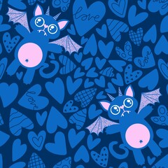 Love monsters with wings pattern for wrapping paper and fabrics and linens and kids clothes print