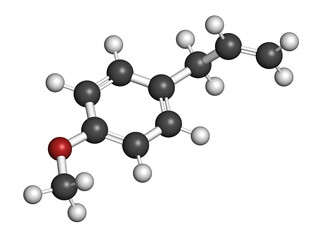 Estragole herbal molecule. 3D rendering.