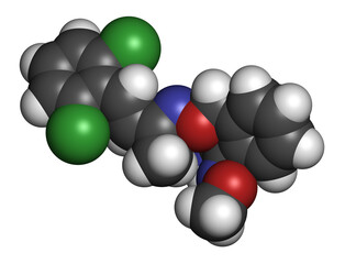 Fenaminstrobin fungicide molecule. 3D rendering.