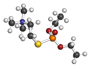 Echothiophate (phospholine) drug molecule. 3D rendering.