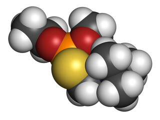 Echothiophate (phospholine) drug molecule. 3D rendering.