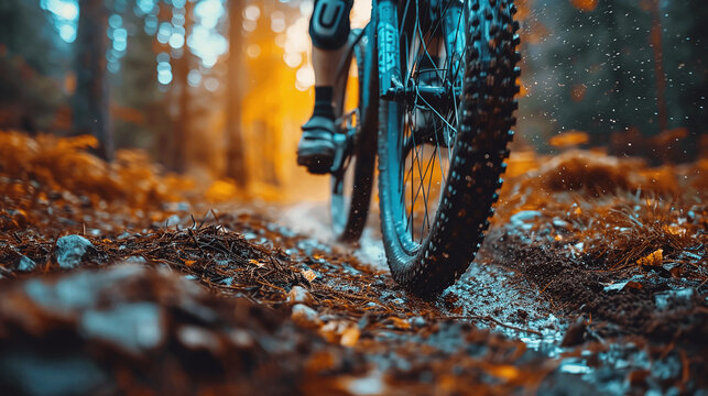 close up of bicycle wheel in action