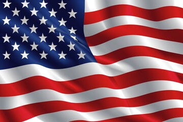 The American flag, Stars and Stripes, with a glossy, wavy texture, symbolizing the USA.