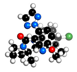 Daridorexant insomnia drug molecule. 3D rendering.