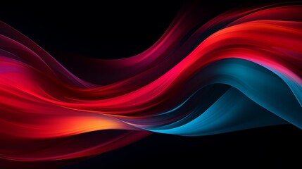 Bright crimson and turquoise light trails swirling on a black background