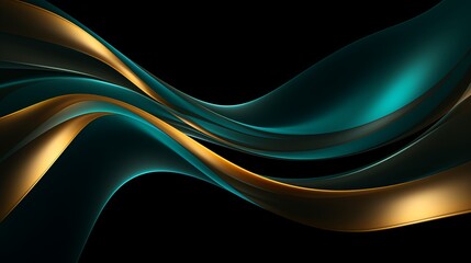 Glowing curves of teal and gold light intertwining
