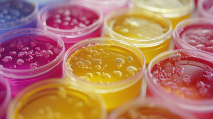 Concept Abstract laboratory petri dishes with bacteria colonies. Minimalist style