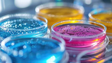 Foto op Plexiglas Concept Abstract laboratory petri dishes with bacteria colonies. Minimalist style © Serega