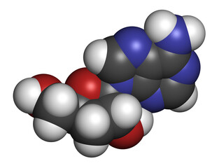 Cordycepin molecule. 3D rendering.