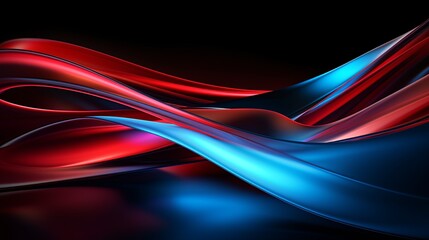 Vivid red and blue light ribbons swirling together backdrop