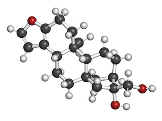 Cafestol coffee molecule. 3D rendering.