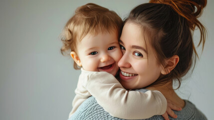 portrait of mother and child, family, mother's day, mommy, baby, love, tenderness, toddler, beautiful smiling woman, kid, children, childhood, hugs, parent, motherhood, female, people