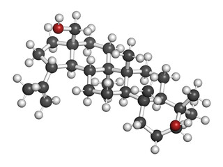 Betulin drug molecule. Isolated from birch tree bark. 3D rendering.