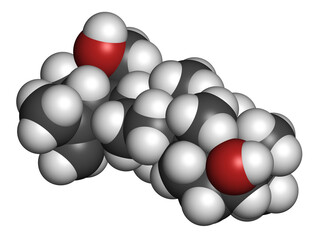 Betulin drug molecule. Isolated from birch tree bark. 3D rendering.