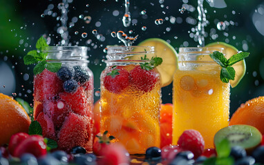 Variety of Fresh Fruit Juices - A Colorful Symphony of Flavors