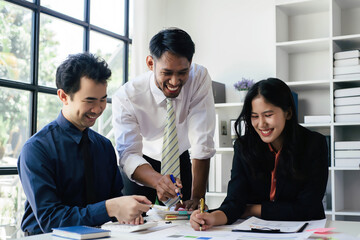 accountant working on finances, Financial accountant planner meeting business consultation introduction, Professional accountant in office, group of tax accountant doing sales invoice accounting.