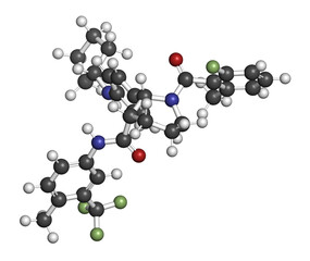 Avacopan drug molecule. 3D rendering.