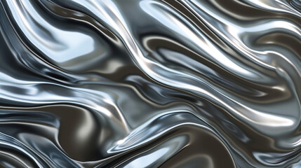 Metallic Elegance: Chrome Wave Background