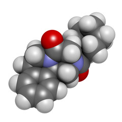 Arpraziquantel drug molecule. 3D rendering.