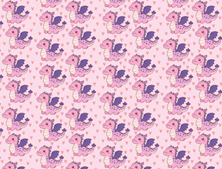 Fototapeta premium Cute baby dragon, for prints and backgrounds, illustration