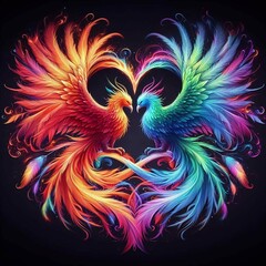 Obraz premium Twin flame couple. Soulmates. The concept of magical, esoteric, tantric, spiritual love. Connection between souls. Illustration for websites and much more. Created using generative ai tools.