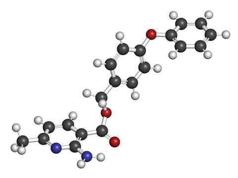 Aminopyrifen fungicide molecule. 3D rendering.