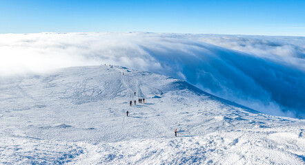 Babia Góra, nad chmurami, Diablak, zima