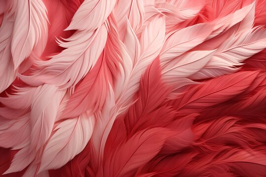 Red Feathers Background, red and white feathers pattern, feathers background, feathers wallpaper, bird feathers pattern, AI Generative