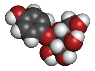 alpha-arbutin molecule. 3D rendering.