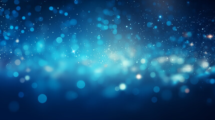 Abstract Bokeh with Blue Glow Particles