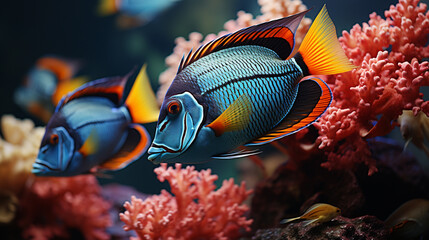 Diverse Surgeonfish in Coral Reefs