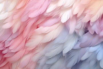 Fototapeta na wymiar Pastel Feathers Background, pastel color feather abstract background texture, pastel feathers wallpaper, pastel bird feathers pattern, AI Generative