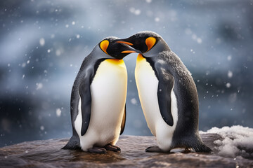 Obraz premium Zwei Pinguine kuscheln, Familie von Pinguinen