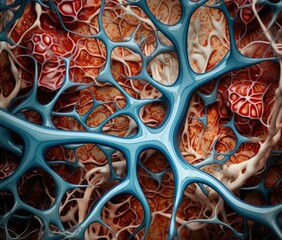 A mesmerizing view of brain neurons, showcasing their intricate structure and vibrant colors. Generative AI.