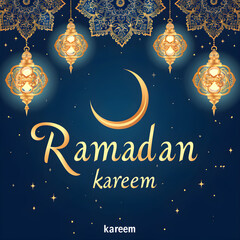 Obraz na płótnie Canvas islamic banner ramadan kareen with latern and gold texture 