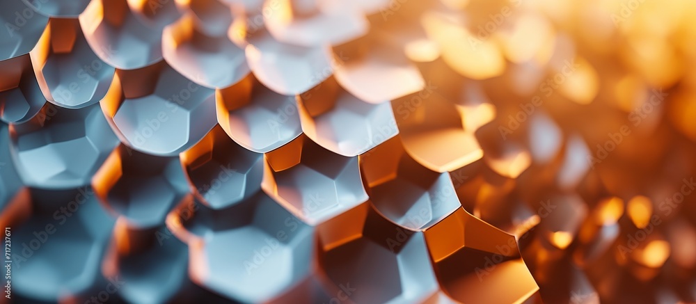 Poster 3d representation of a honeycomb geodesic structure for science fiction video games, space explorati