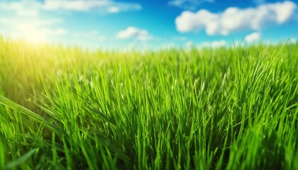 Fototapeta premium Fresh grass with sky background