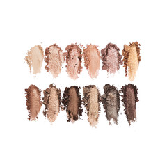 Nude eyeshadow palette swatches on white background