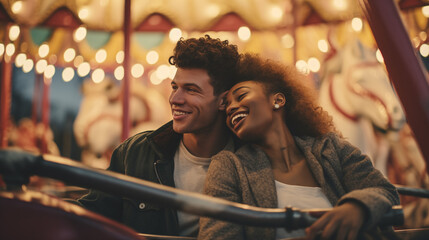 Interracial couple at the carnival
