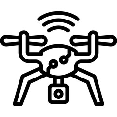Drone black outline icon. relate to robotic engineering and technology theme. use for UI or UX kit, web and app development.