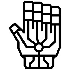 Exoskeleton black outline icon. relate to robotic engineering and technology theme. use for UI or UX kit, web and app development.