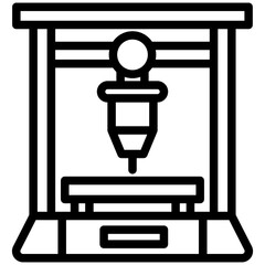 3d Printer black outline icon. relate to robotic engineering and technology theme. use for UI or UX kit, web and app development.