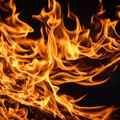 Fire flames on black background