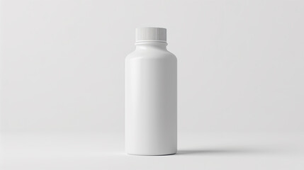Blank Frosted wide plastic bottle with flip top mockup on light gray background with copy space for text. Product packaging container, Liquid product container packaging template for design