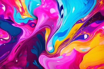 Abstract flow of vibrant liquid colors, Liquid flow Abstract background, Paint texture background, Ink Flow wallpaper, Multicolor liquid Paint flow Background, AI Generative