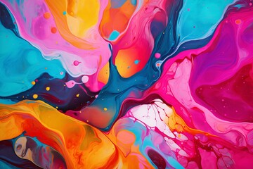 Abstract flow of vibrant liquid colors, Liquid flow Abstract background, Paint texture background, Ink Flow wallpaper, Multicolor liquid Paint flow Background, AI Generative